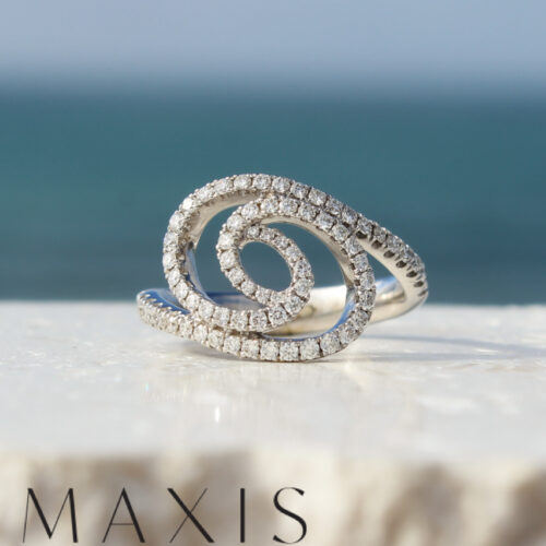White Gold Diamond Wave Ring