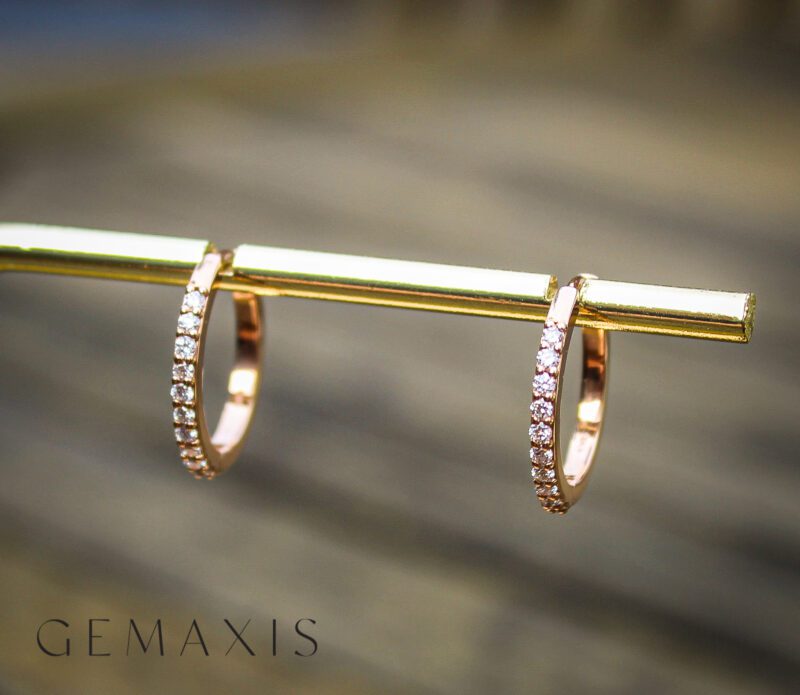 Rose Gold Diamond Hoop Earrings - Image 5