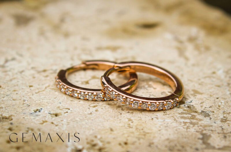 Rose Gold Diamond Hoop Earrings - Image 4