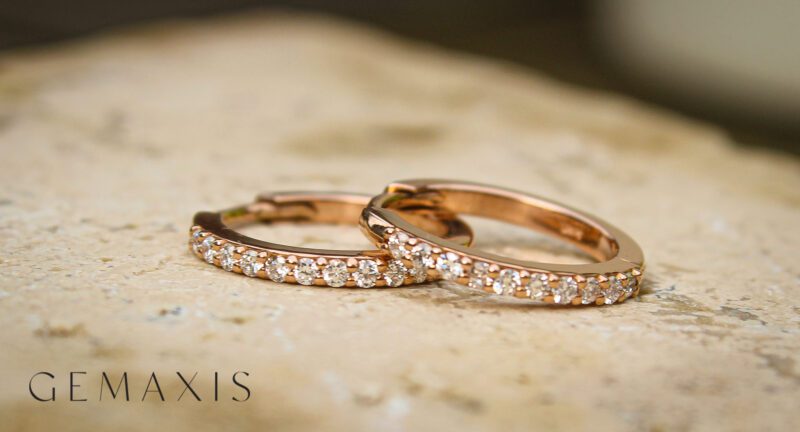 Rose Gold Diamond Hoop Earrings - Image 6