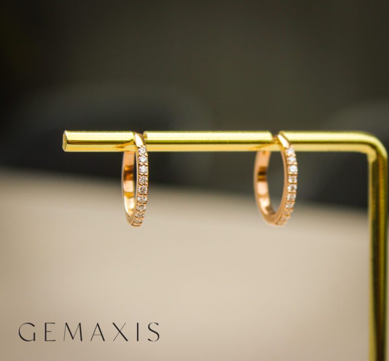Rose Gold Diamond Hoop Earrings - Image 7