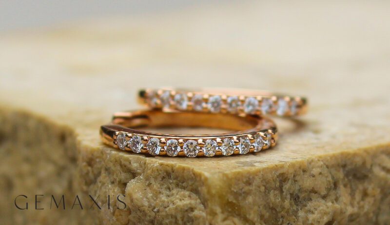 Rose Gold Diamond Hoop Earrings - Image 3