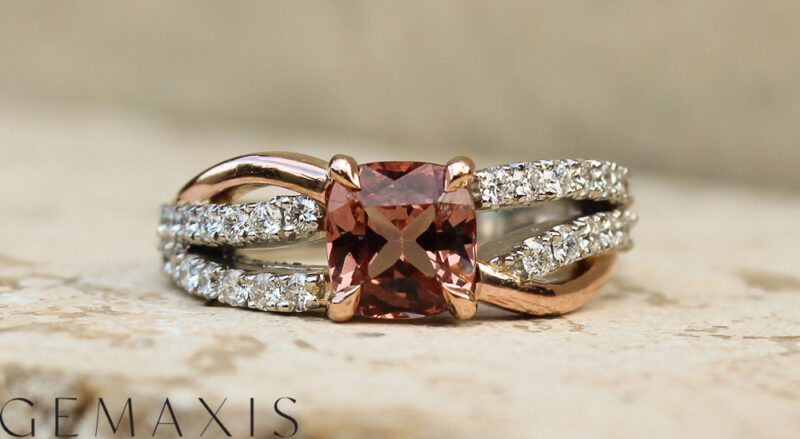 Platinum and Rose Gold Autumn Spinel Ring - Image 4