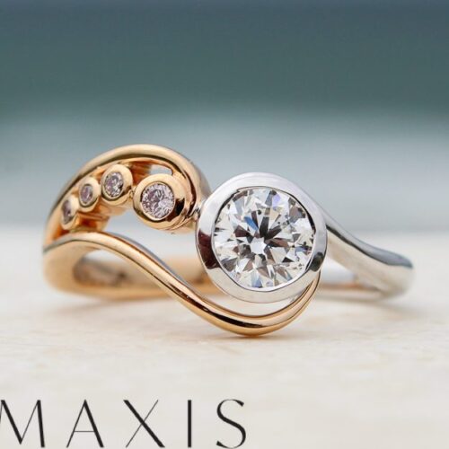White and Rose Gold Argyle Pink Diamond Dress Ring