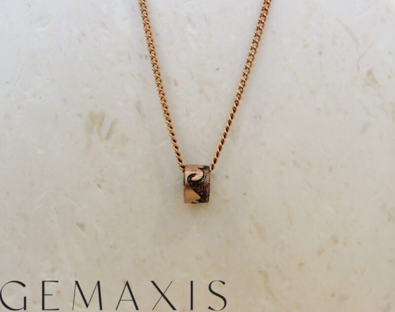 Rose Gold Engraved Surf Wave Pendant
