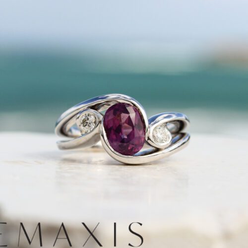 White Gold Colour Changing Garnet Dress Ring