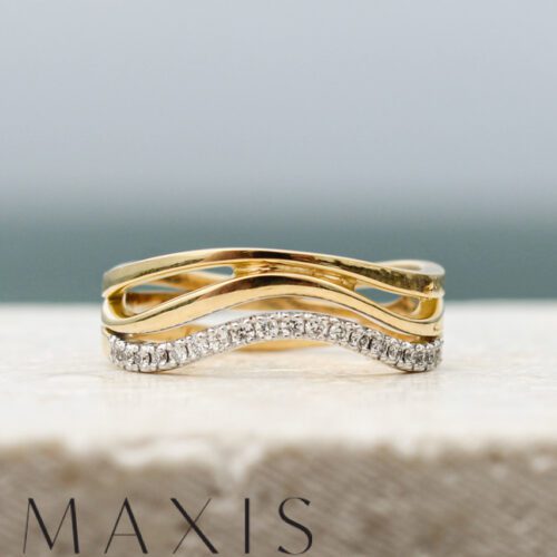 Yellow Gold Diamond Curved Dress Ring