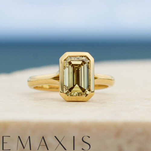 Yellow Gold Emerald Cut Yellow Diamond Engagement Ring