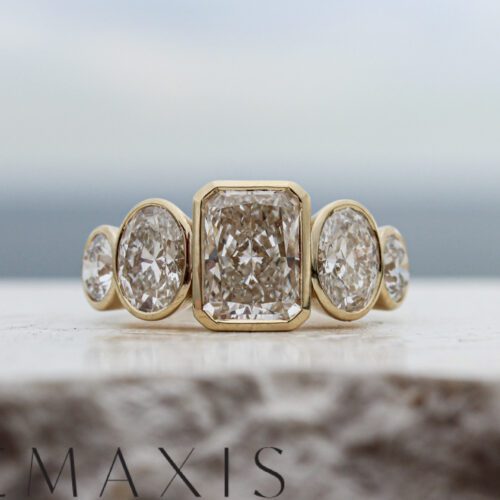 Yellow Gold Radiant Oval Round Diamond Engagement Ring