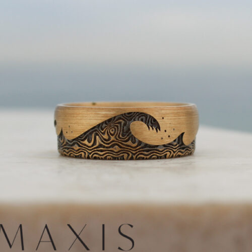 Mens Gold Australian Wave Surf Ring