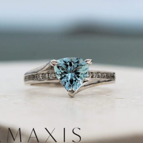 White Gold Trillion Aquamarine Dress Ring