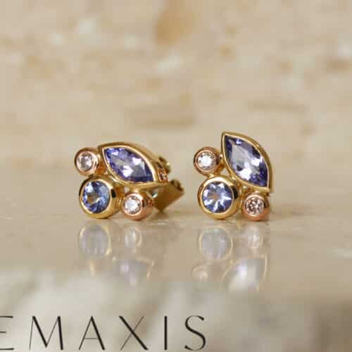 Yellow & Rose Gold Tanzanite & Argyle Pink Diamond Earrings